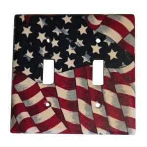 NEW Hand Crafted American Flag - Stars & Stripes Double Light Switch Cover